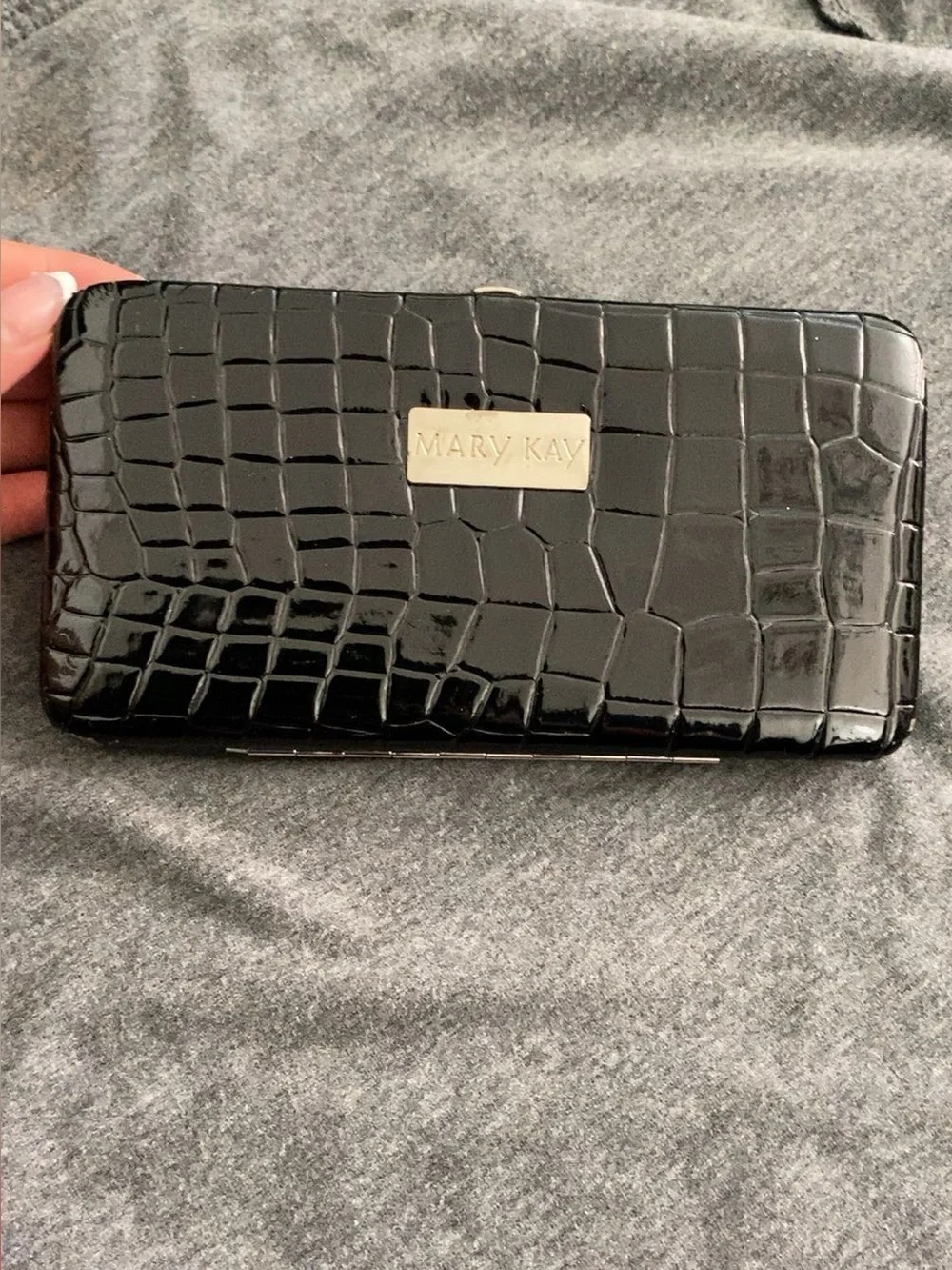 Mary Kay Black Croc-Embossed Zip Wallet